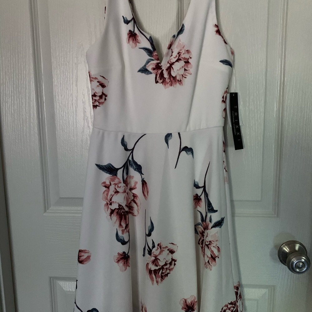 White floral scuba dress
